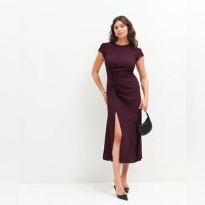 NWT Reformation Fraiser Dress in Prune, size 20
